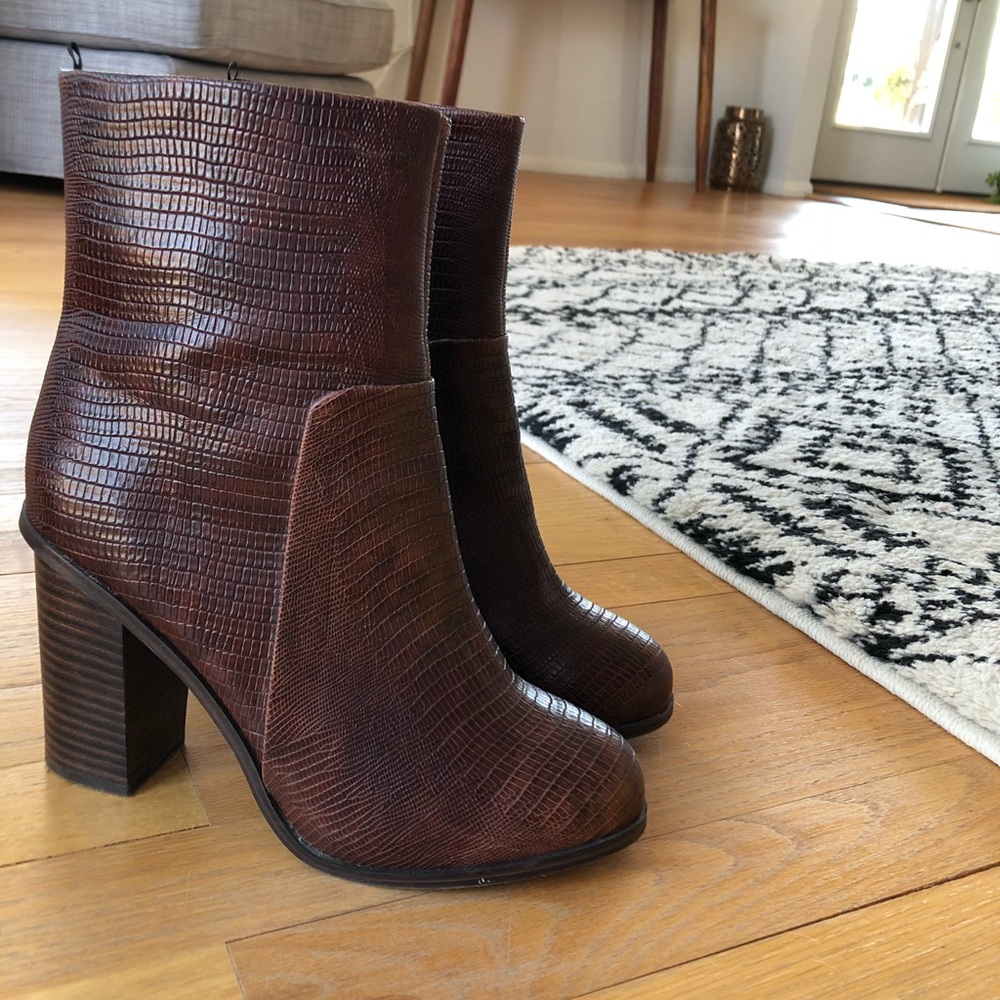 H&M crocodile embossed ankle boots
